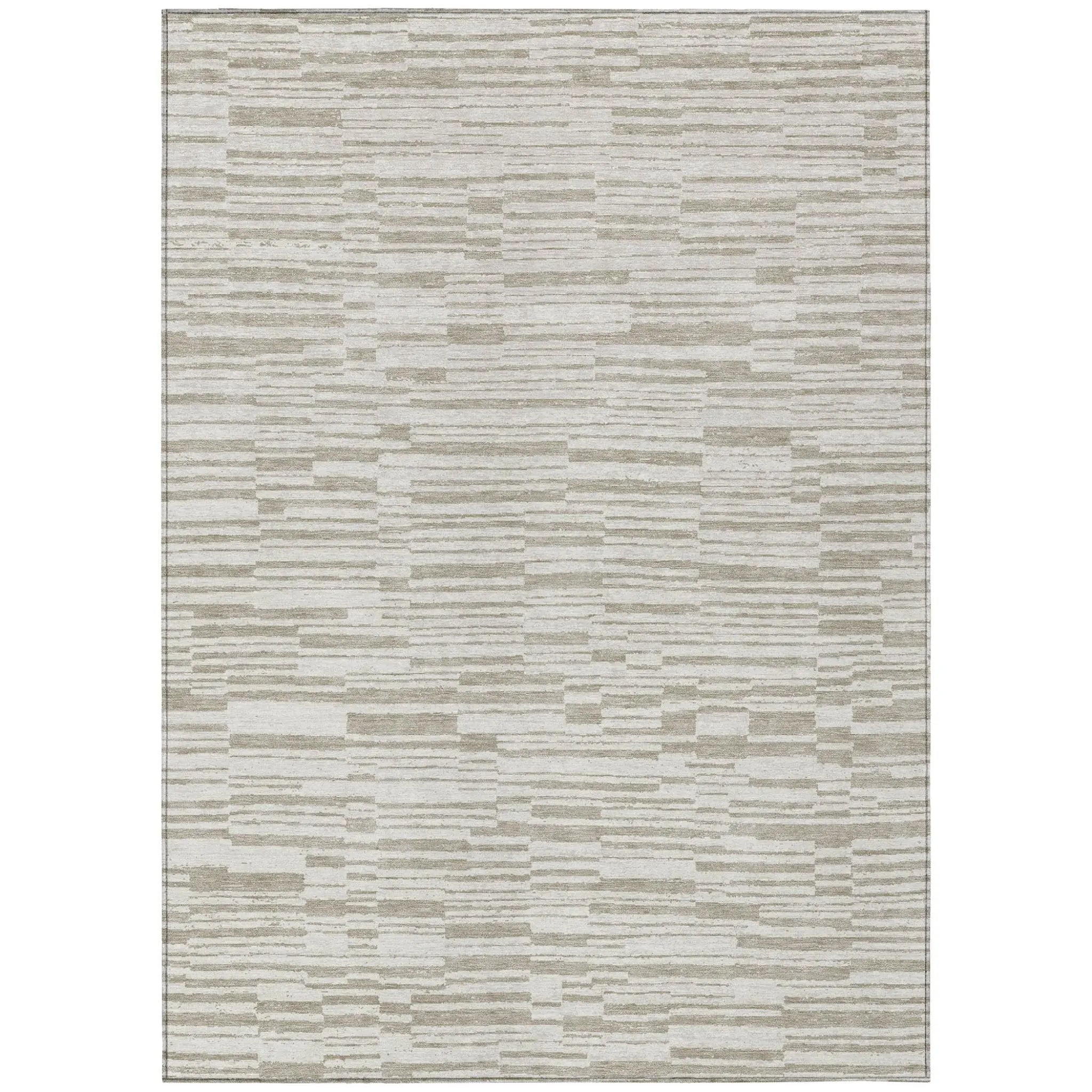 10' X 14' Ivory And Beige Striped Washable Indoor Outdoor Area Rug Homeroots Outdoor