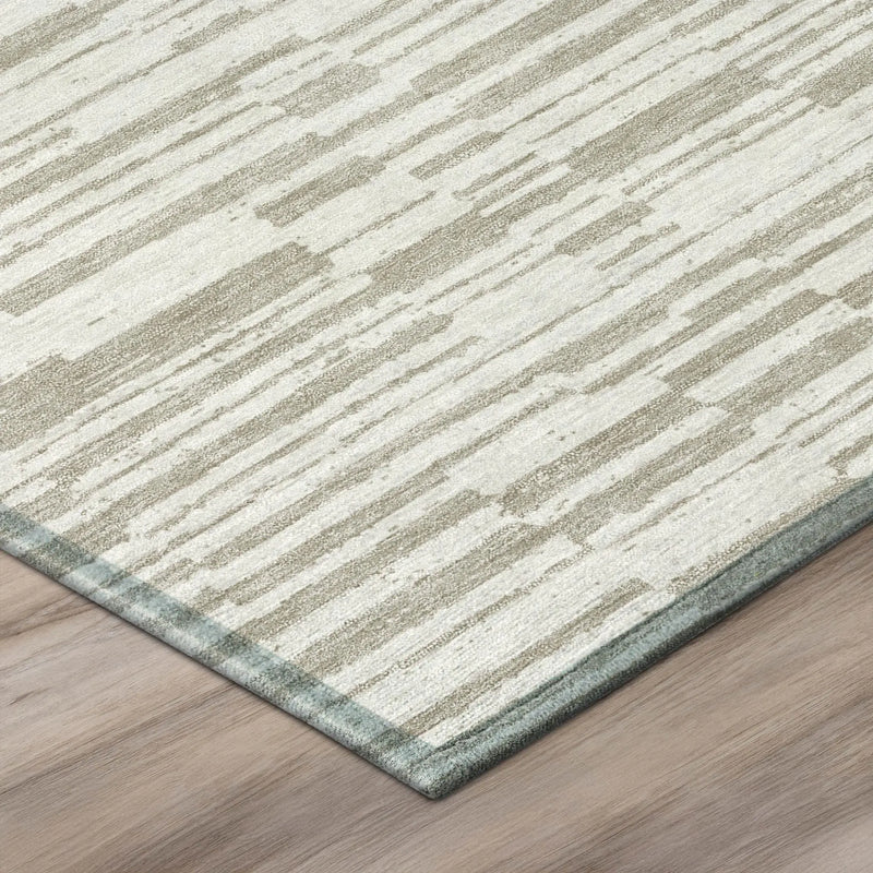 10' X 14' Ivory And Beige Striped Washable Indoor Outdoor Area Rug Homeroots Outdoor