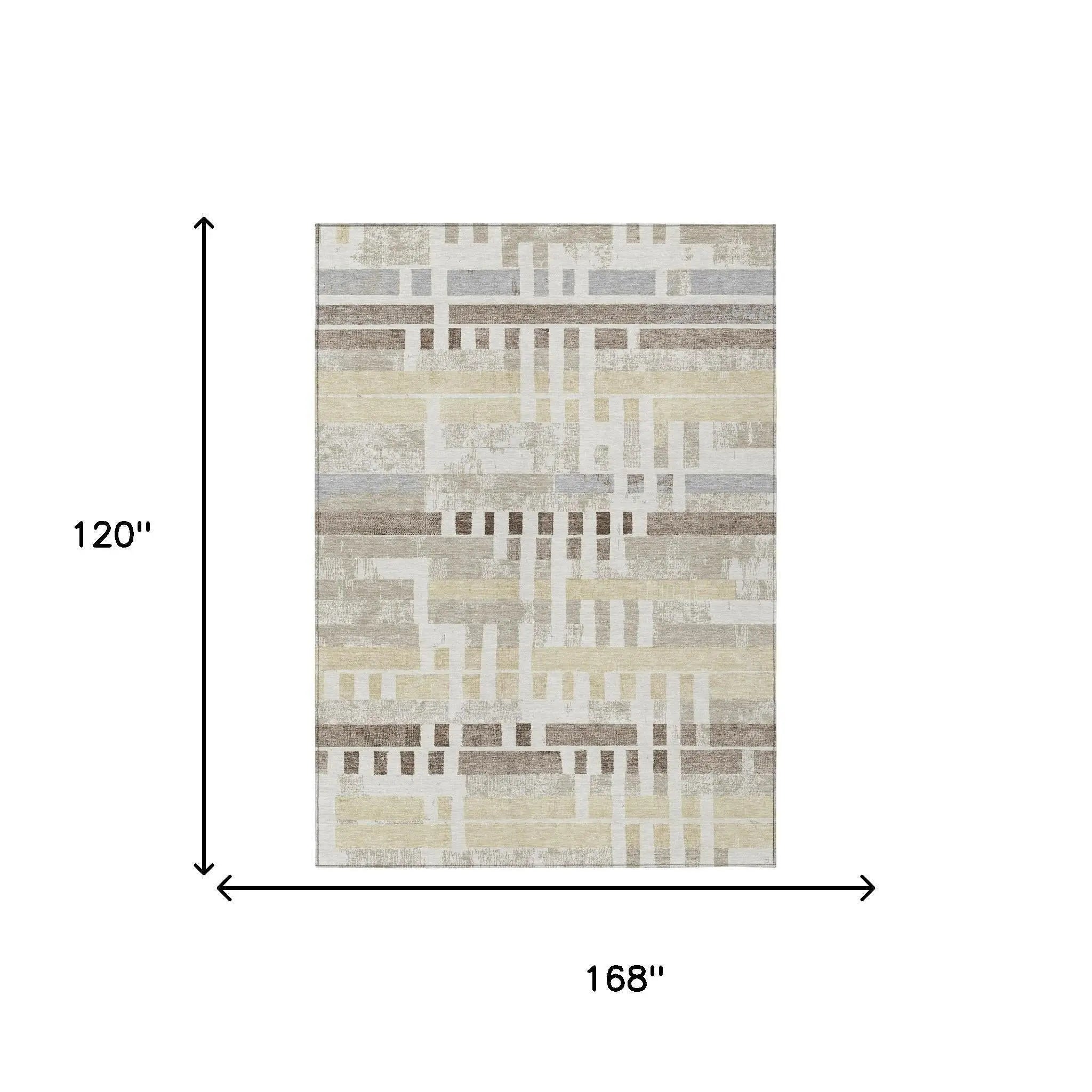 10' X 14' Ivory And Beige Striped Washable Indoor Outdoor Area Rug Homeroots Outdoor