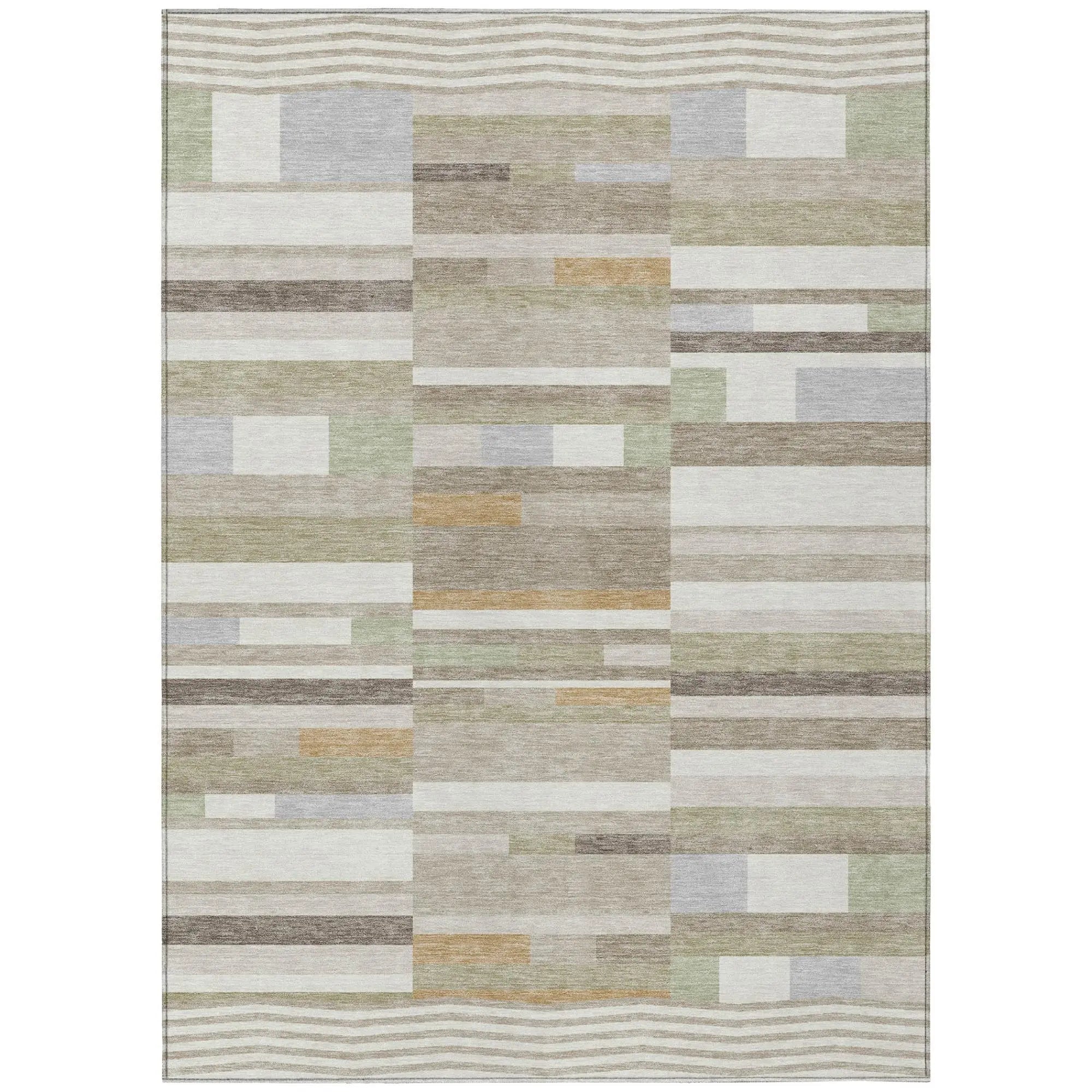 10' X 14' Ivory And Beige Striped Washable Indoor Outdoor Area Rug Homeroots Outdoor