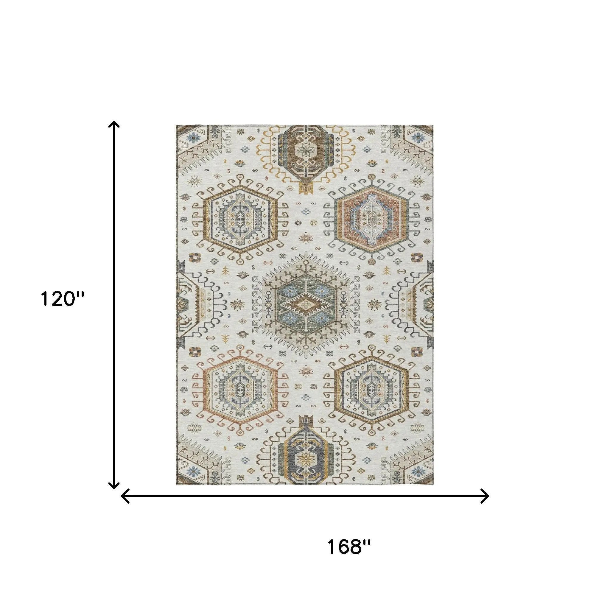 10' X 14' Ivory And Beige Tribal Washable Indoor Outdoor Area Rug Homeroots Outdoor