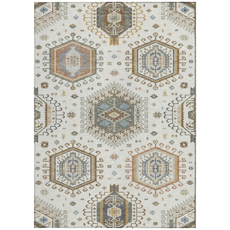 10' X 14' Ivory And Beige Tribal Washable Indoor Outdoor Area Rug Homeroots Outdoor