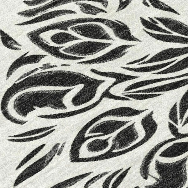 10' X 14' Ivory And Black Damask Washable Indoor Outdoor Area Rug Homeroots Outdoor