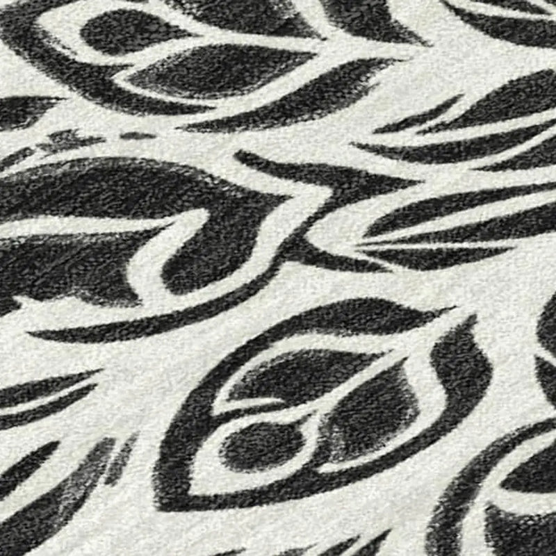 10' X 14' Ivory And Black Damask Washable Indoor Outdoor Area Rug Homeroots Outdoor