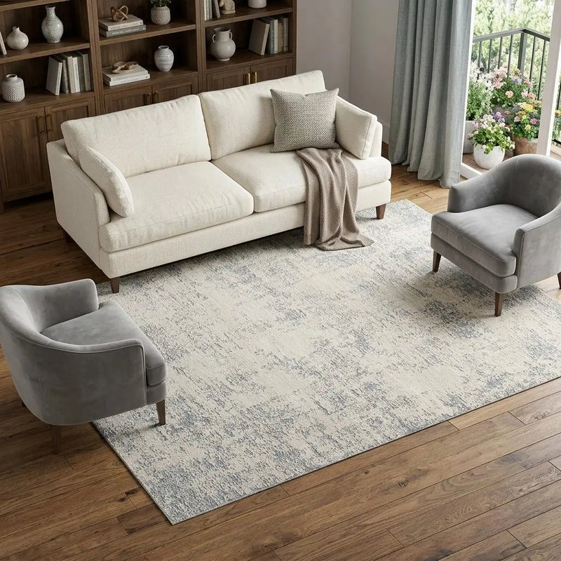 10' X 14' Ivory And Blue Abstract Area Rug Homeroots Home Decor