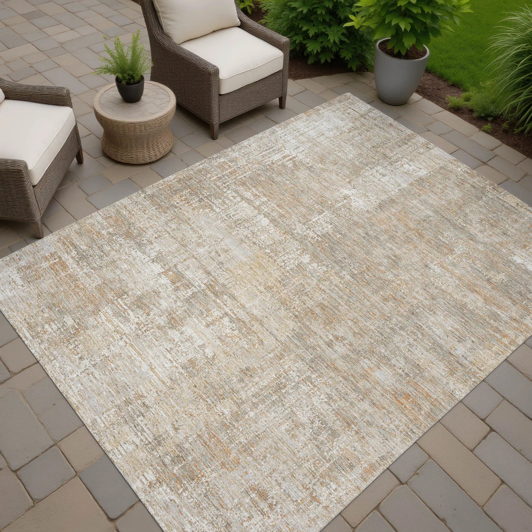 10' X 14' Ivory And Blue Abstract Washable Indoor Outdoor Area Rug Homeroots Outdoor