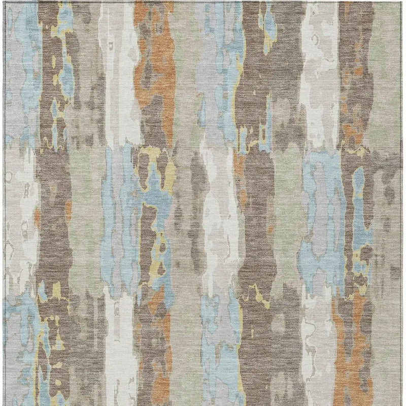 10' X 14' Ivory And Blue Abstract Washable Indoor Outdoor Area Rug Homeroots Outdoor