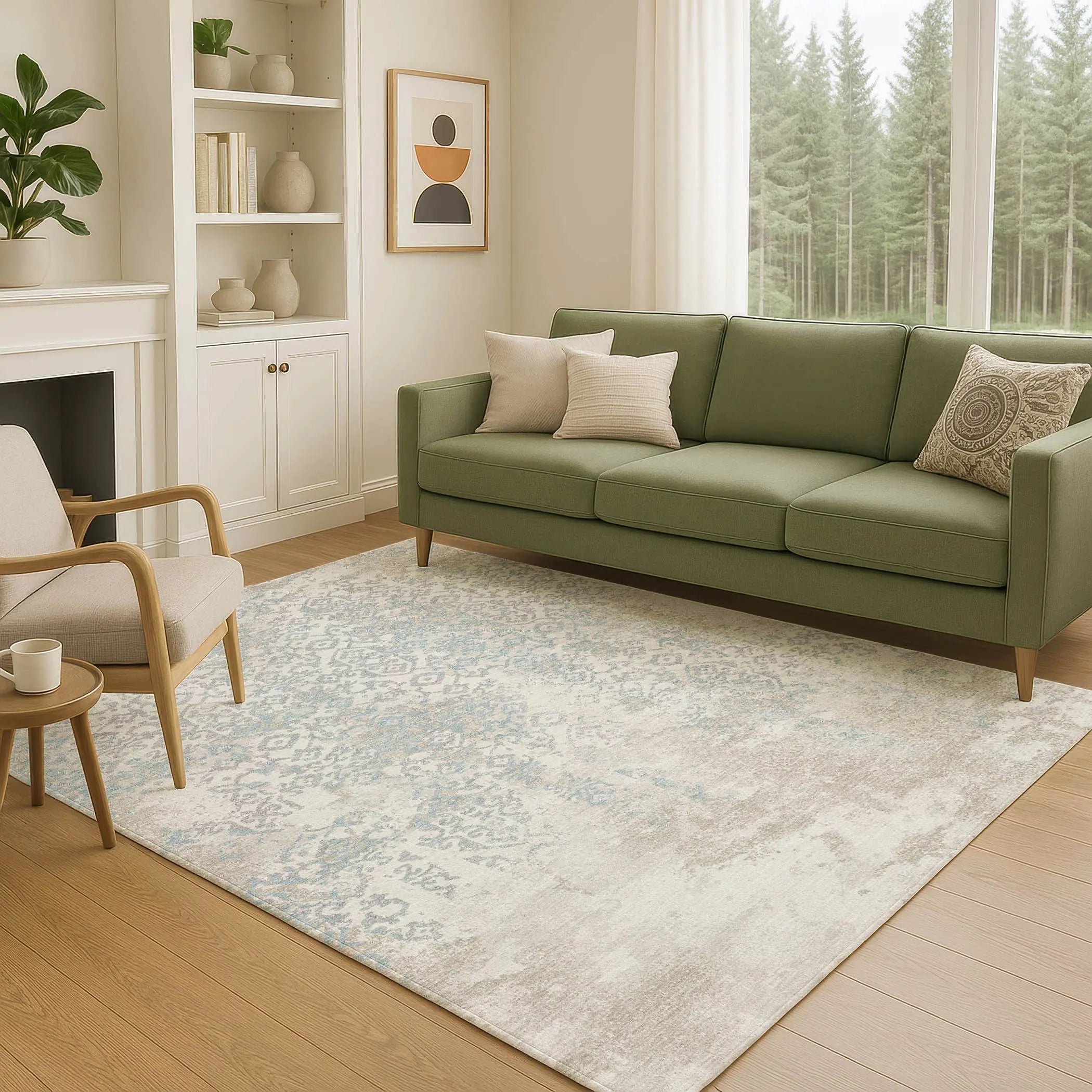 10' X 14' Ivory And Blue Oriental Washable Indoor Outdoor Area Rug Homeroots Outdoor