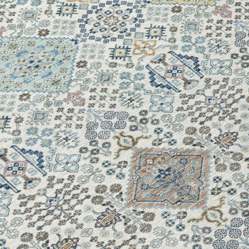 10' X 14' Ivory And Blue Oriental Washable Indoor Outdoor Area Rug Homeroots Outdoor