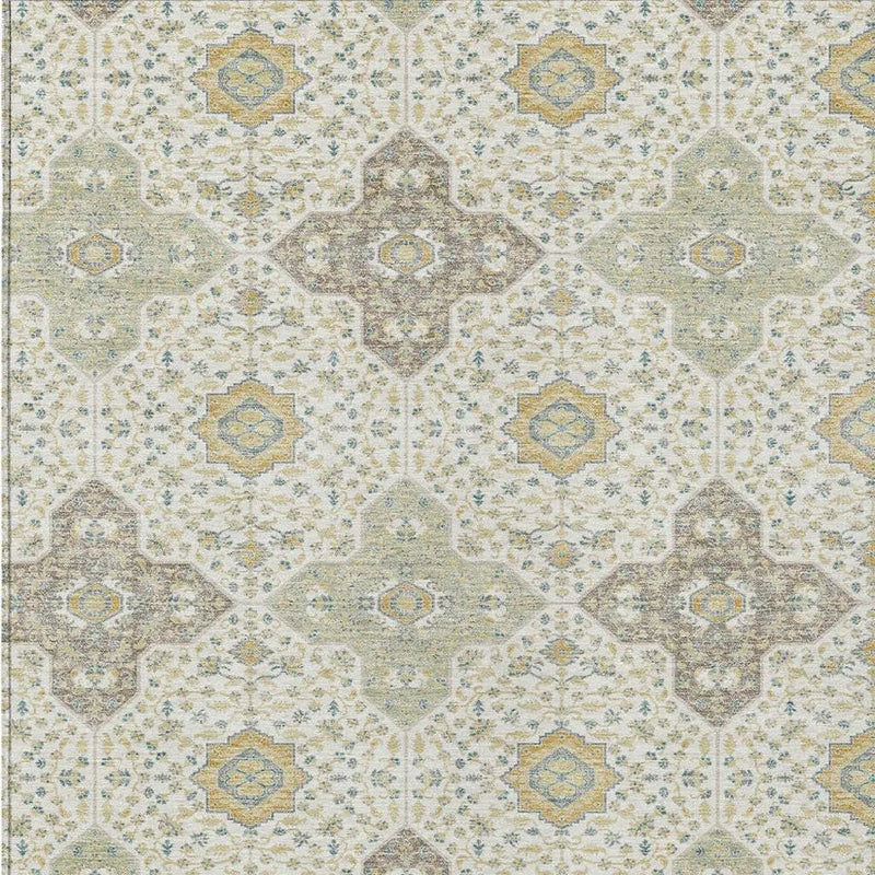 10' X 14' Ivory And Brown Damask Washable Indoor Outdoor Area Rug Homeroots Outdoor