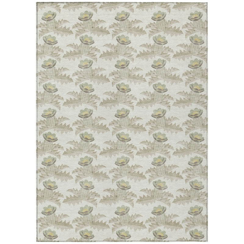 10' X 14' Ivory And Brown Floral Washable Indoor Outdoor Area Rug Homeroots Outdoor