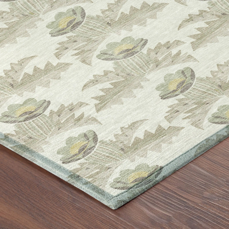 10' X 14' Ivory And Brown Floral Washable Indoor Outdoor Area Rug Homeroots Outdoor