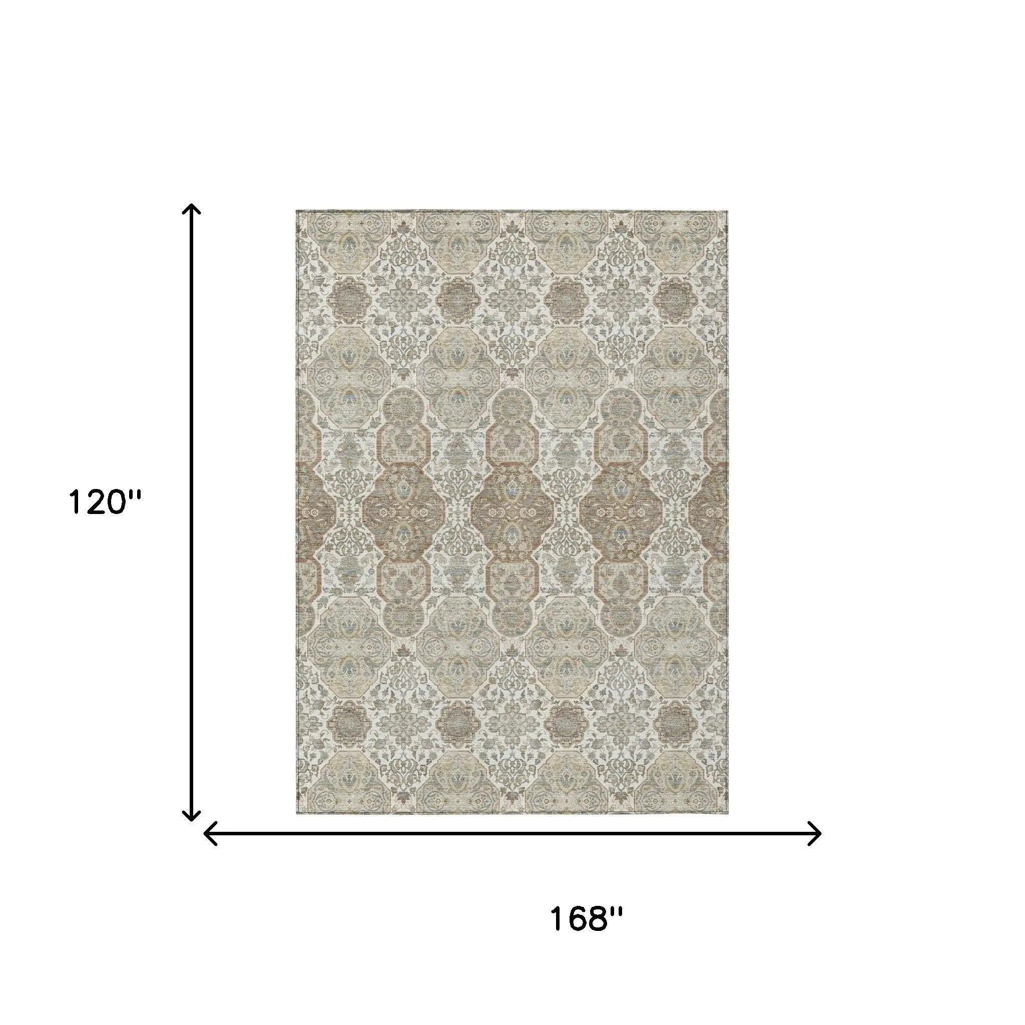 10' X 14' Ivory And Brown Floral Washable Indoor Outdoor Area Rug Homeroots Outdoor