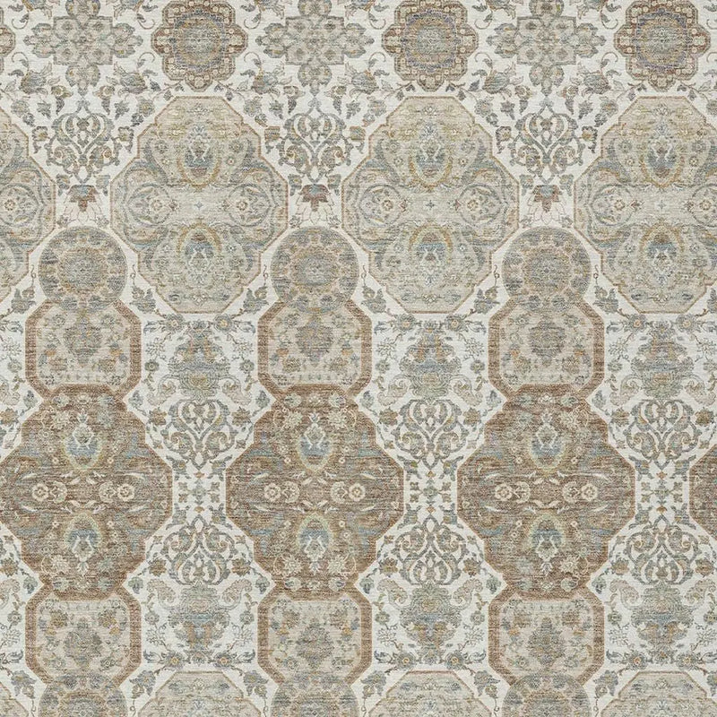 10' X 14' Ivory And Brown Floral Washable Indoor Outdoor Area Rug Homeroots Outdoor