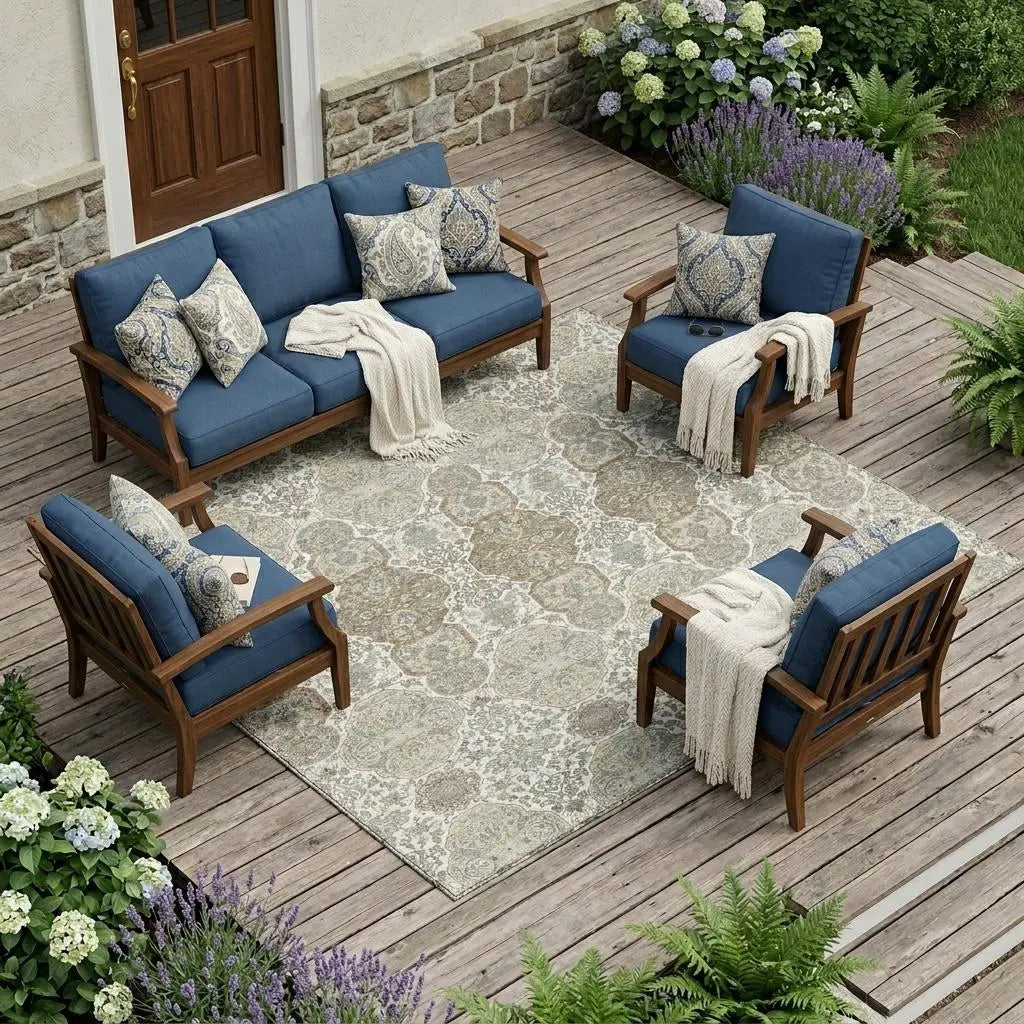 10' X 14' Ivory And Brown Floral Washable Indoor Outdoor Area Rug Homeroots Outdoor