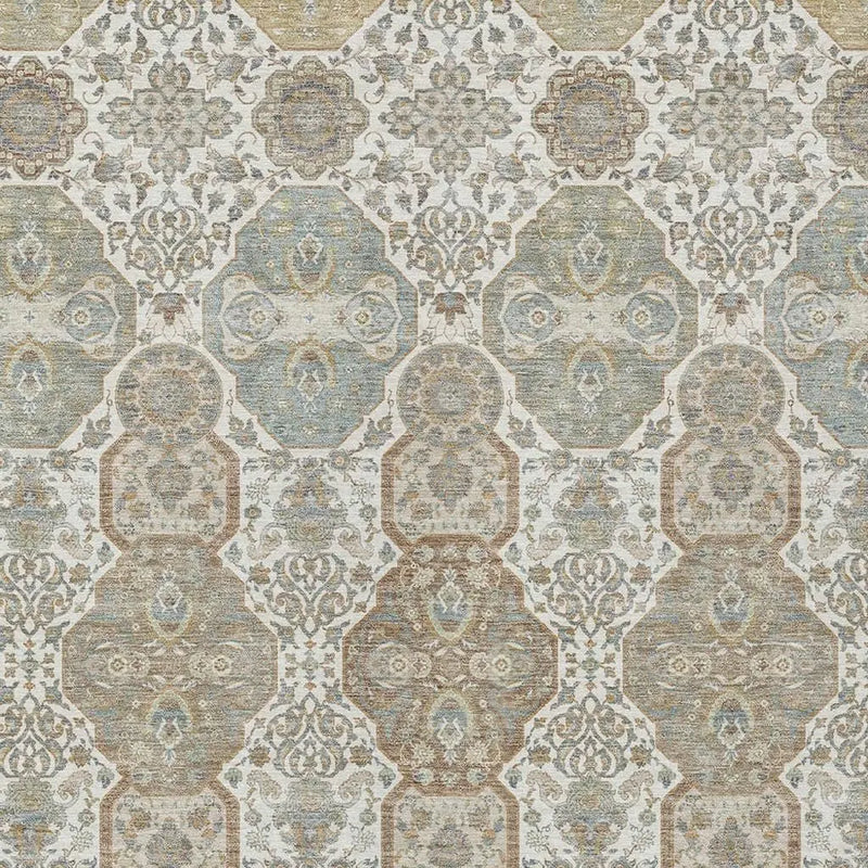 10' X 14' Ivory And Brown Floral Washable Indoor Outdoor Area Rug Homeroots Outdoor