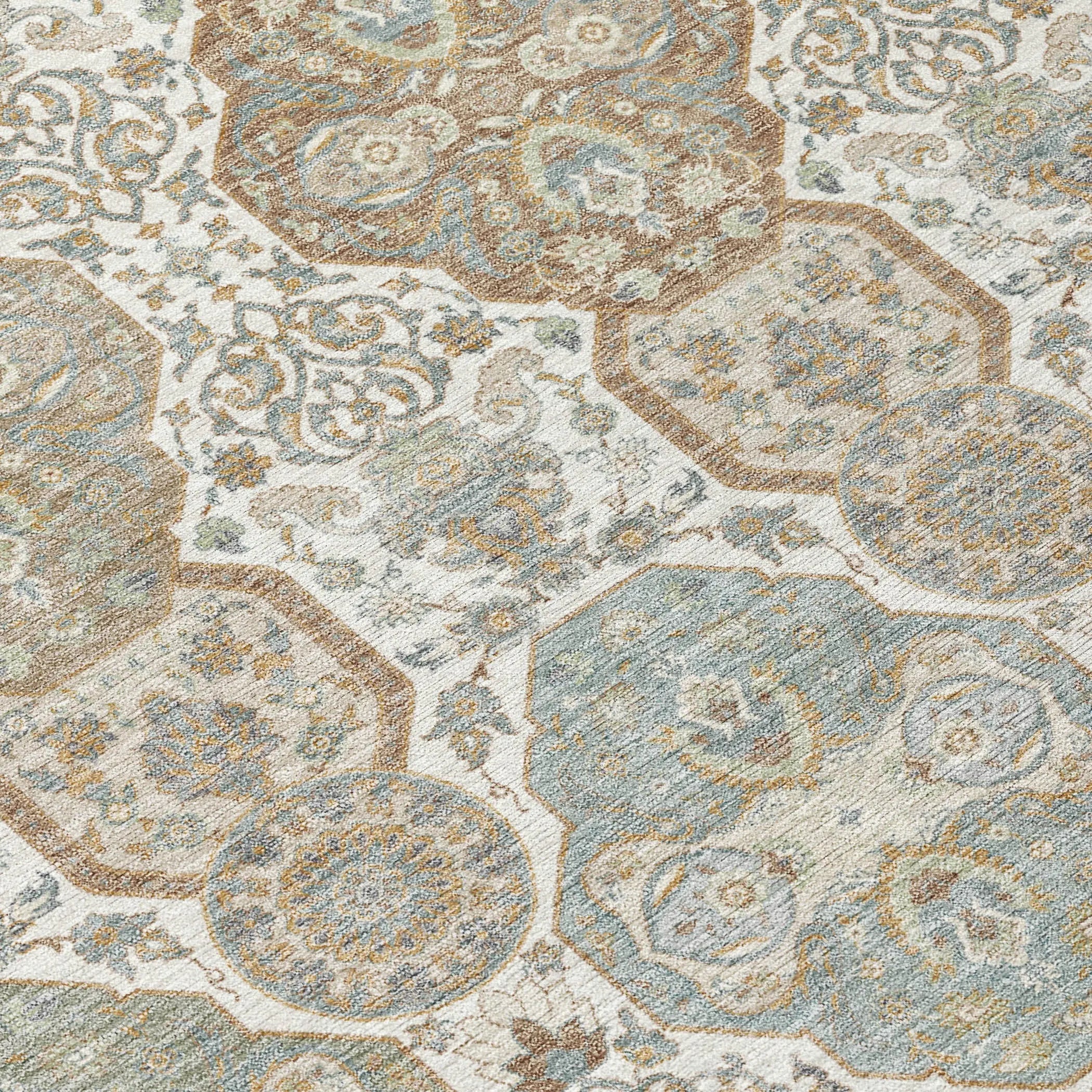 10' X 14' Ivory And Brown Floral Washable Indoor Outdoor Area Rug Homeroots Outdoor