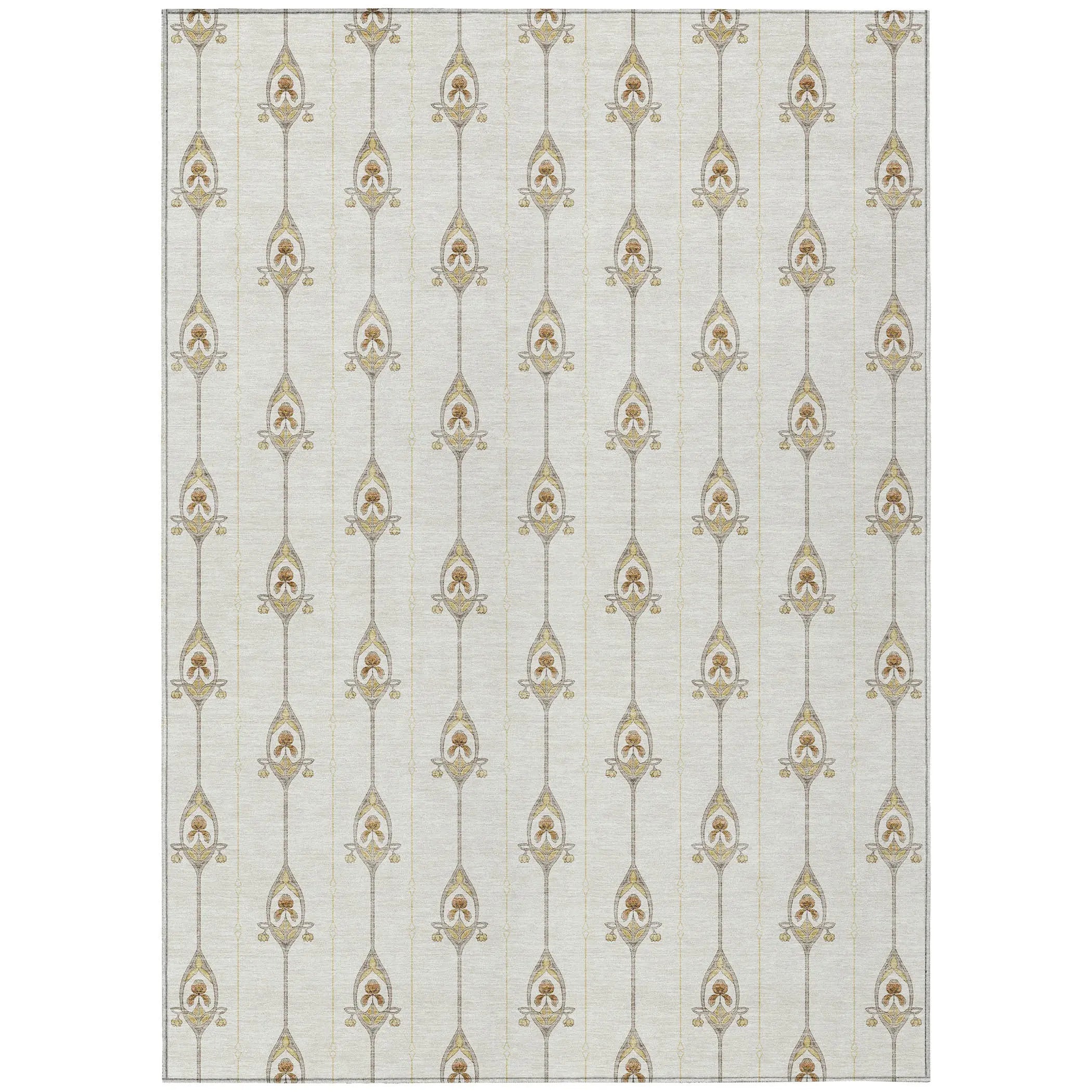 10' X 14' Ivory And Brown Geometric Washable Indoor Outdoor Area Rug Homeroots Outdoor