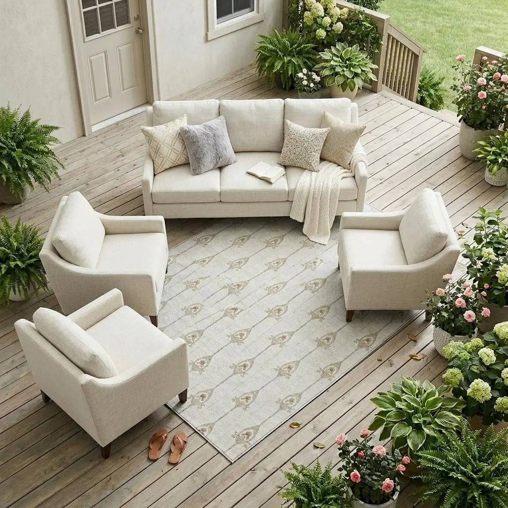 10' X 14' Ivory And Brown Geometric Washable Indoor Outdoor Area Rug Homeroots Outdoor