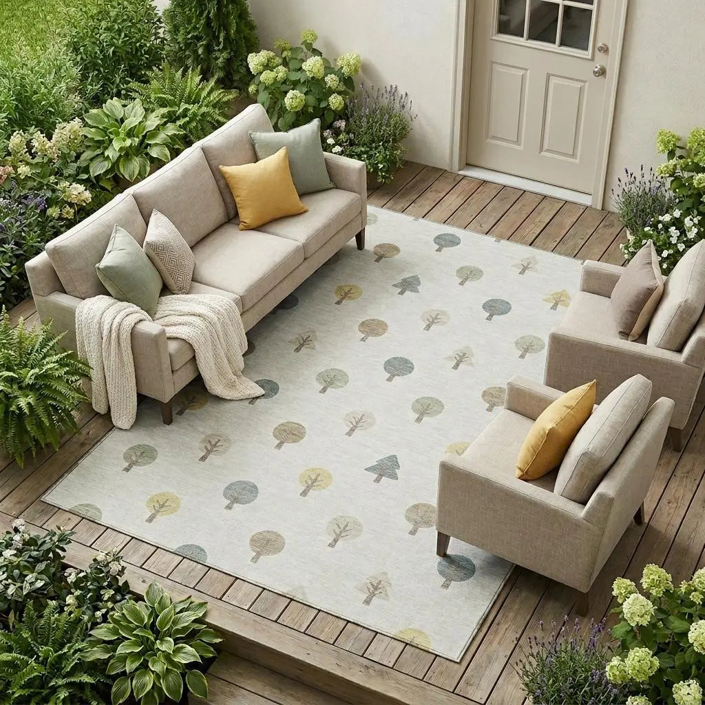 10' X 14' Ivory And Brown Geometric Washable Indoor Outdoor Area Rug Homeroots Outdoor
