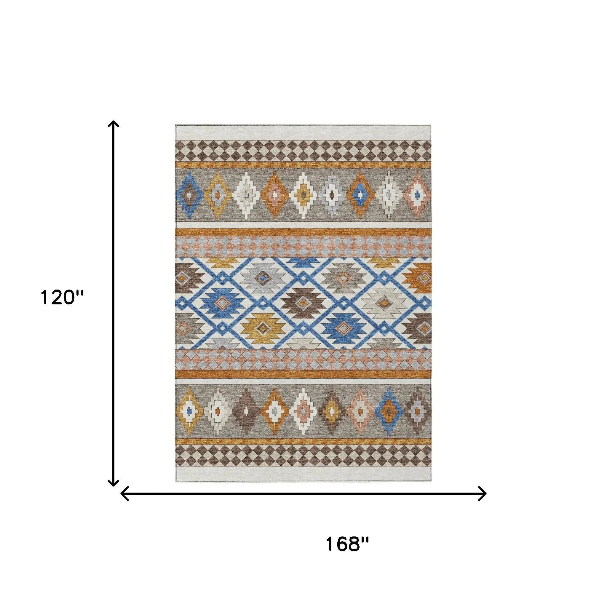 10' X 14' Ivory And Brown Southwestern Washable Indoor Outdoor Area Rug Homeroots Outdoor