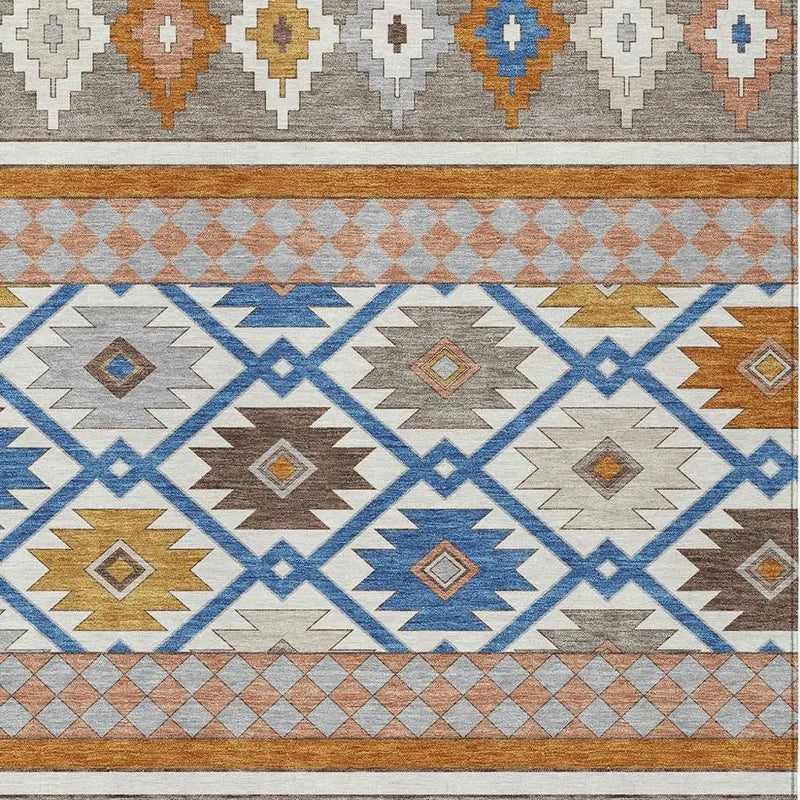 10' X 14' Ivory And Brown Southwestern Washable Indoor Outdoor Area Rug Homeroots Outdoor