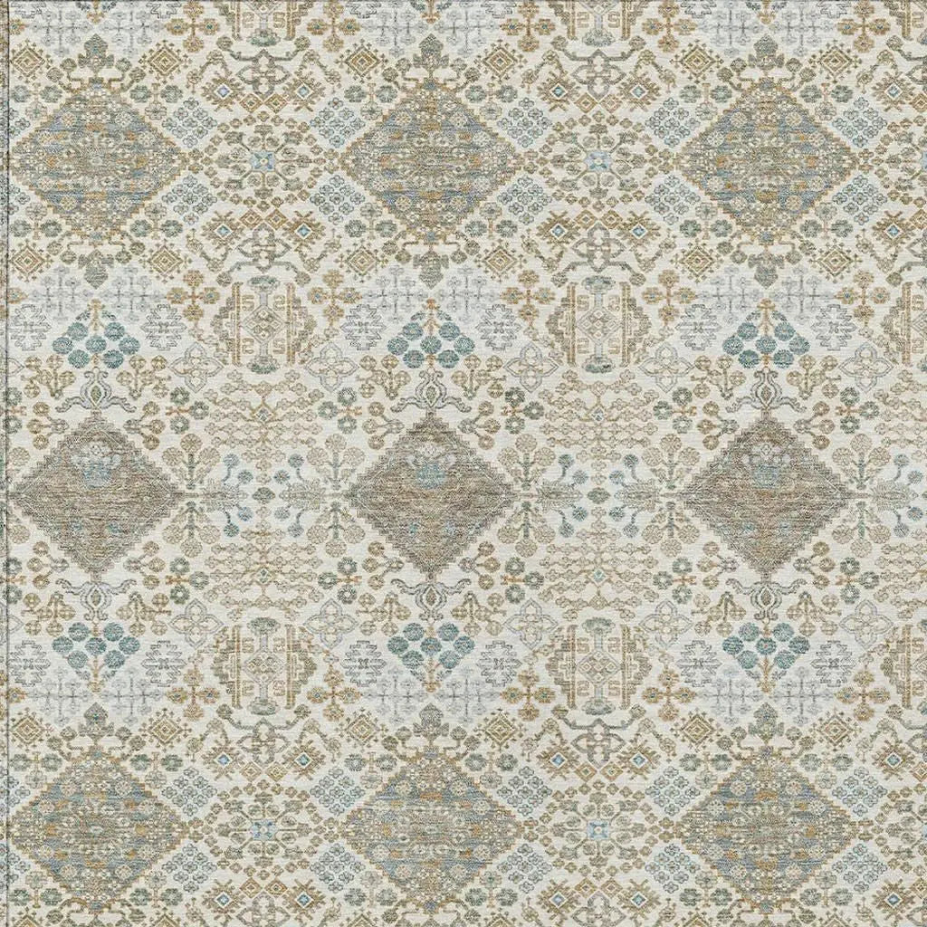 10' X 14' Ivory And Copper Geometric Washable Indoor Outdoor Area Rug Homeroots Outdoor