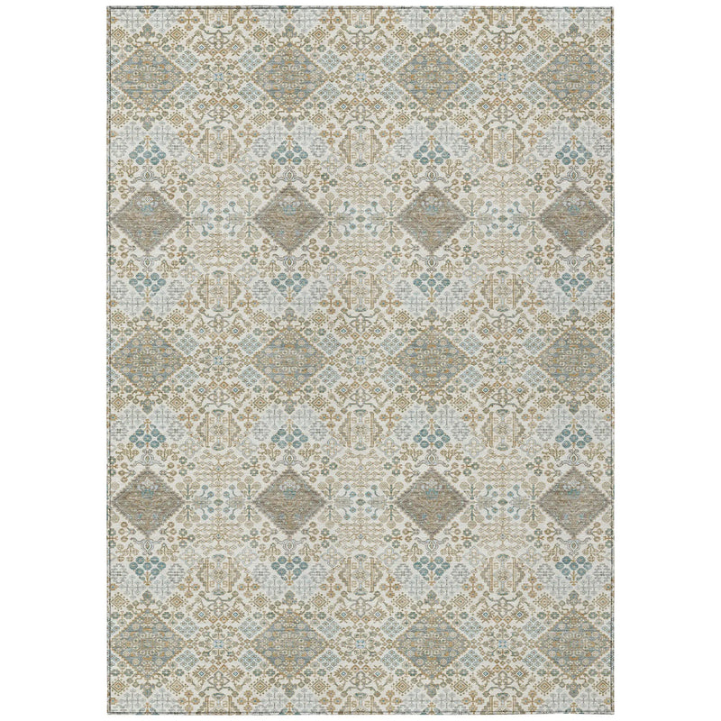 10' X 14' Ivory And Copper Geometric Washable Indoor Outdoor Area Rug Homeroots Outdoor