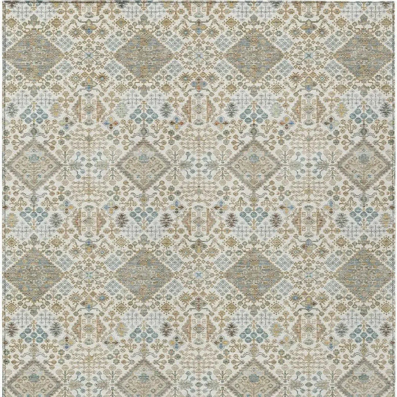 10' X 14' Ivory And Copper Geometric Washable Indoor Outdoor Area Rug Homeroots Outdoor