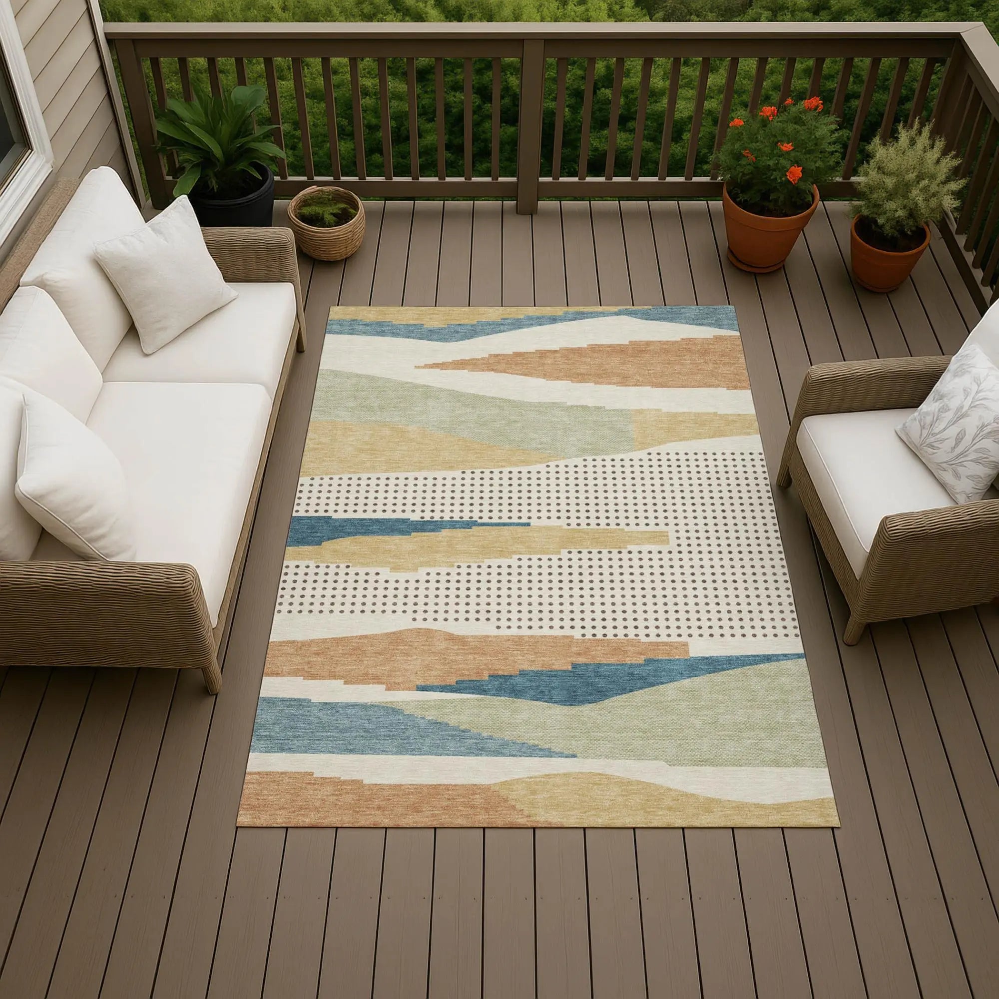 10' X 14' Ivory And Cream Abstract Washable Indoor Outdoor Area Rug Homeroots Outdoor