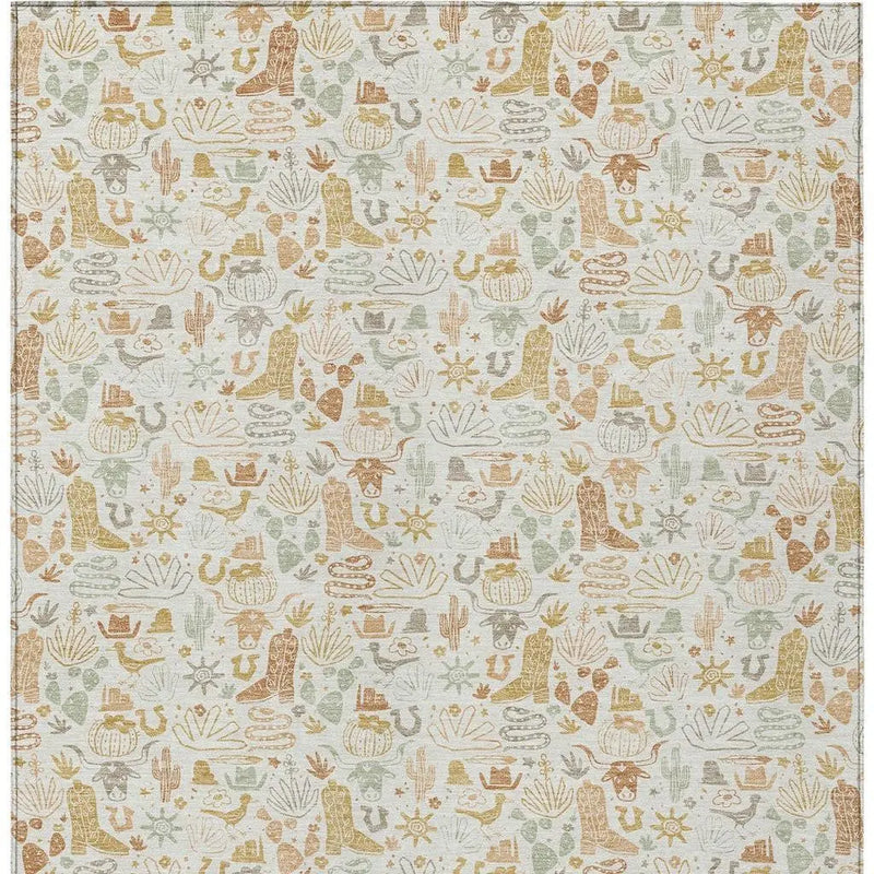 10' X 14' Ivory And Cream Stars Washable Indoor Outdoor Area Rug Homeroots Outdoor