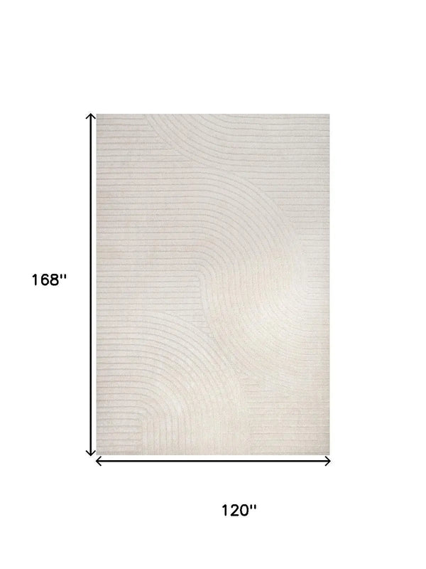 10' X 14' Ivory And Cream Striped Indoor Outdoor Area Rug Homeroots Outdoor