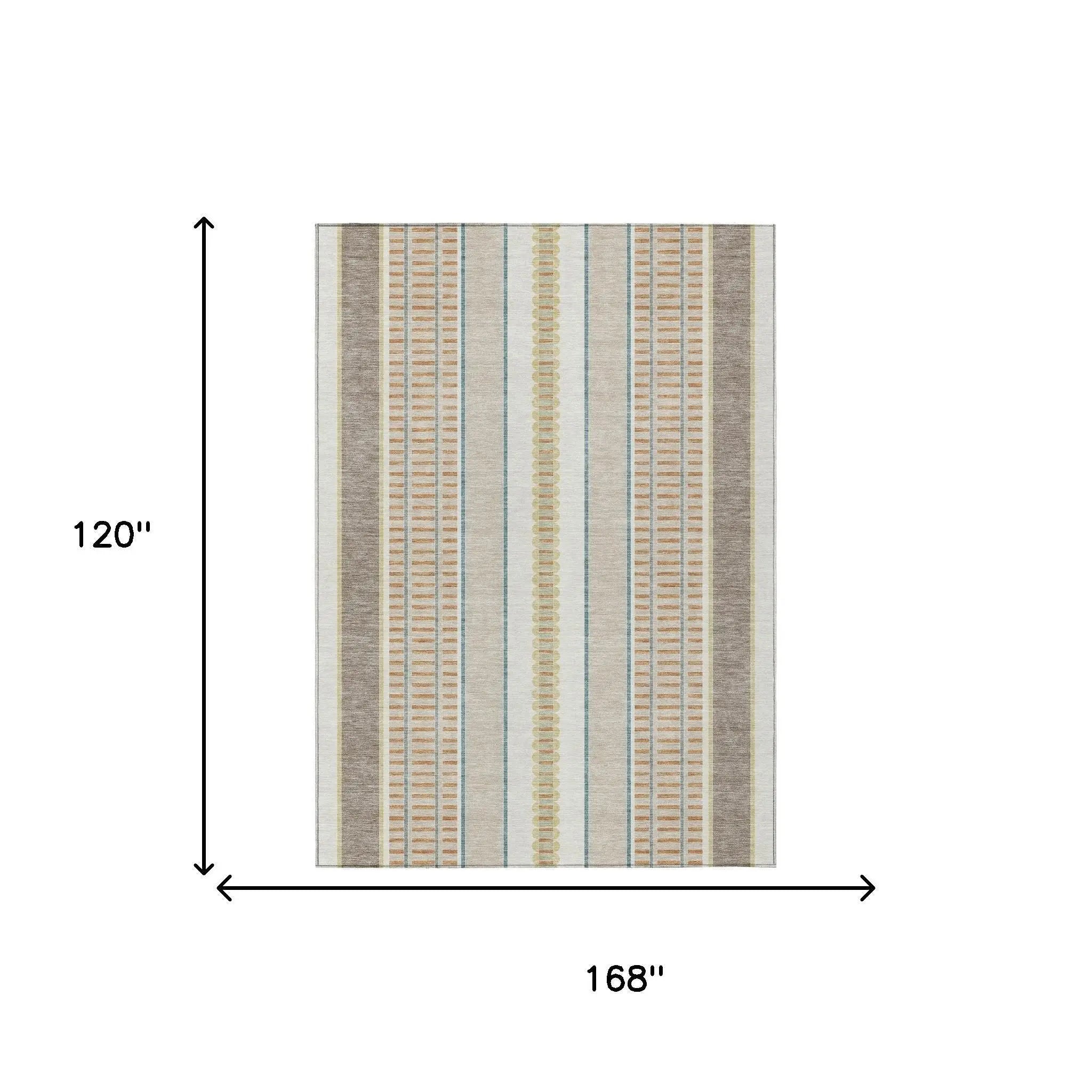 10' X 14' Ivory And Fern Green Striped Washable Indoor Outdoor Area Rug Homeroots Outdoor