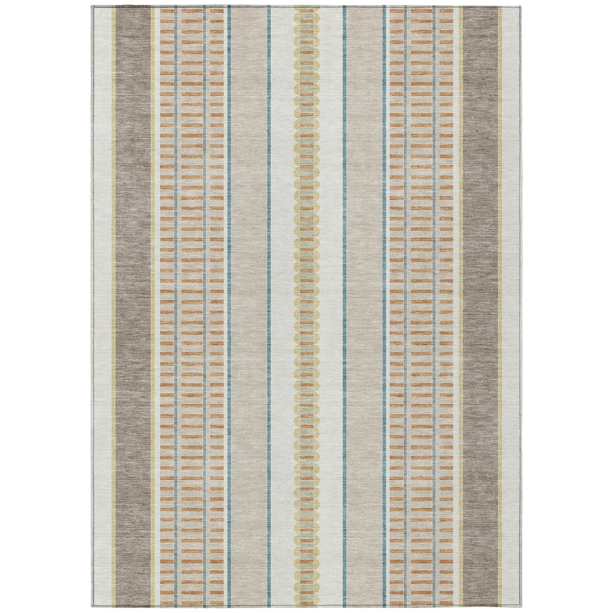 10' X 14' Ivory And Fern Green Striped Washable Indoor Outdoor Area Rug Homeroots Outdoor