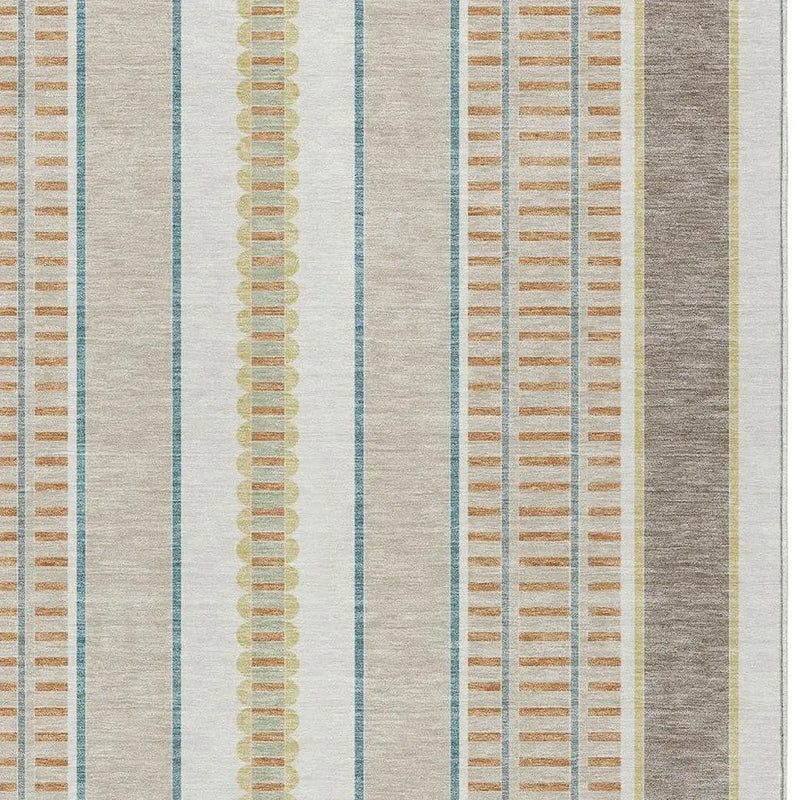 10' X 14' Ivory And Fern Green Striped Washable Indoor Outdoor Area Rug Homeroots Outdoor