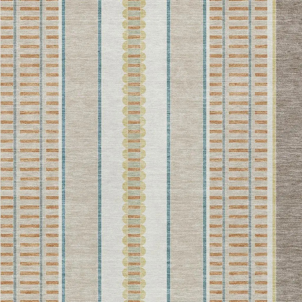 10' X 14' Ivory And Fern Green Striped Washable Indoor Outdoor Area Rug Homeroots Outdoor