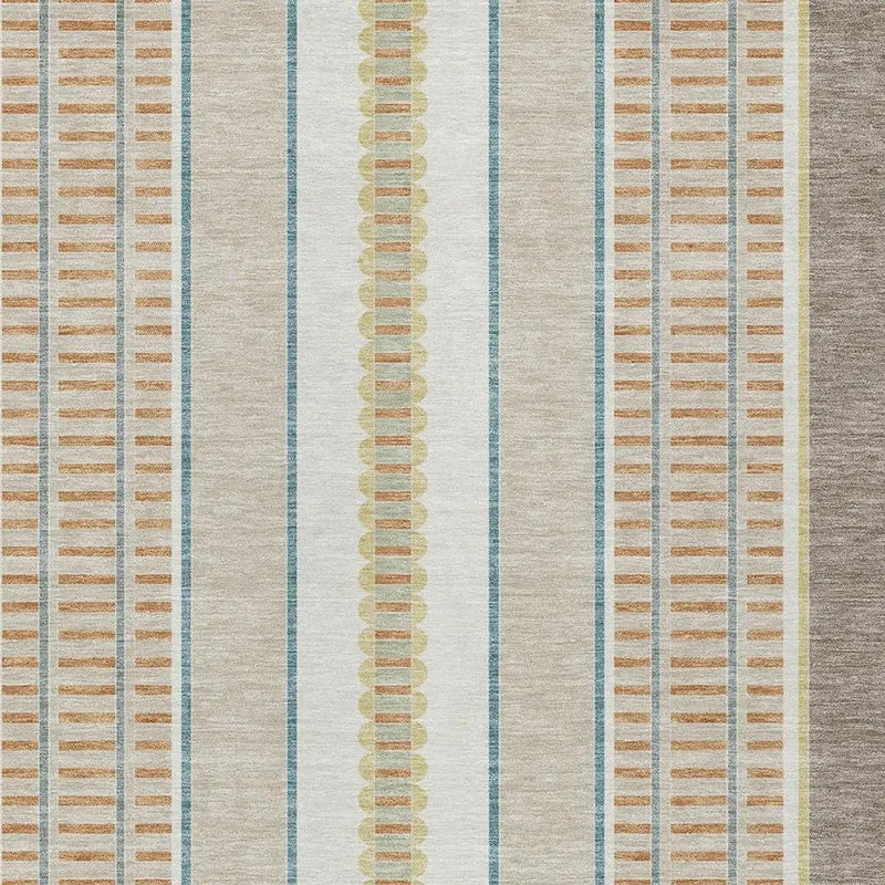 10' X 14' Ivory And Fern Green Striped Washable Indoor Outdoor Area Rug Homeroots Outdoor