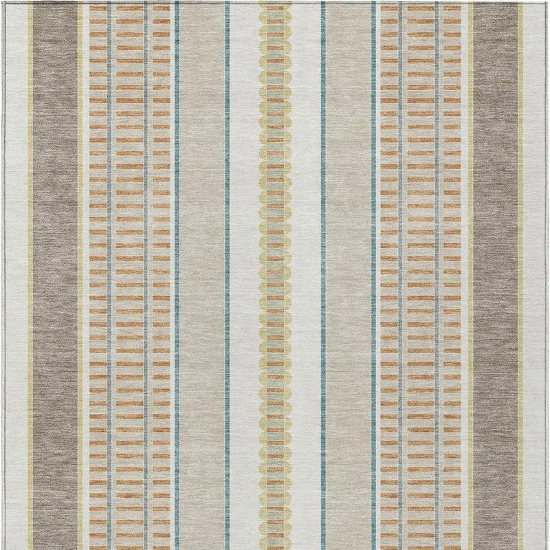 10' X 14' Ivory And Fern Green Striped Washable Indoor Outdoor Area Rug Homeroots Outdoor