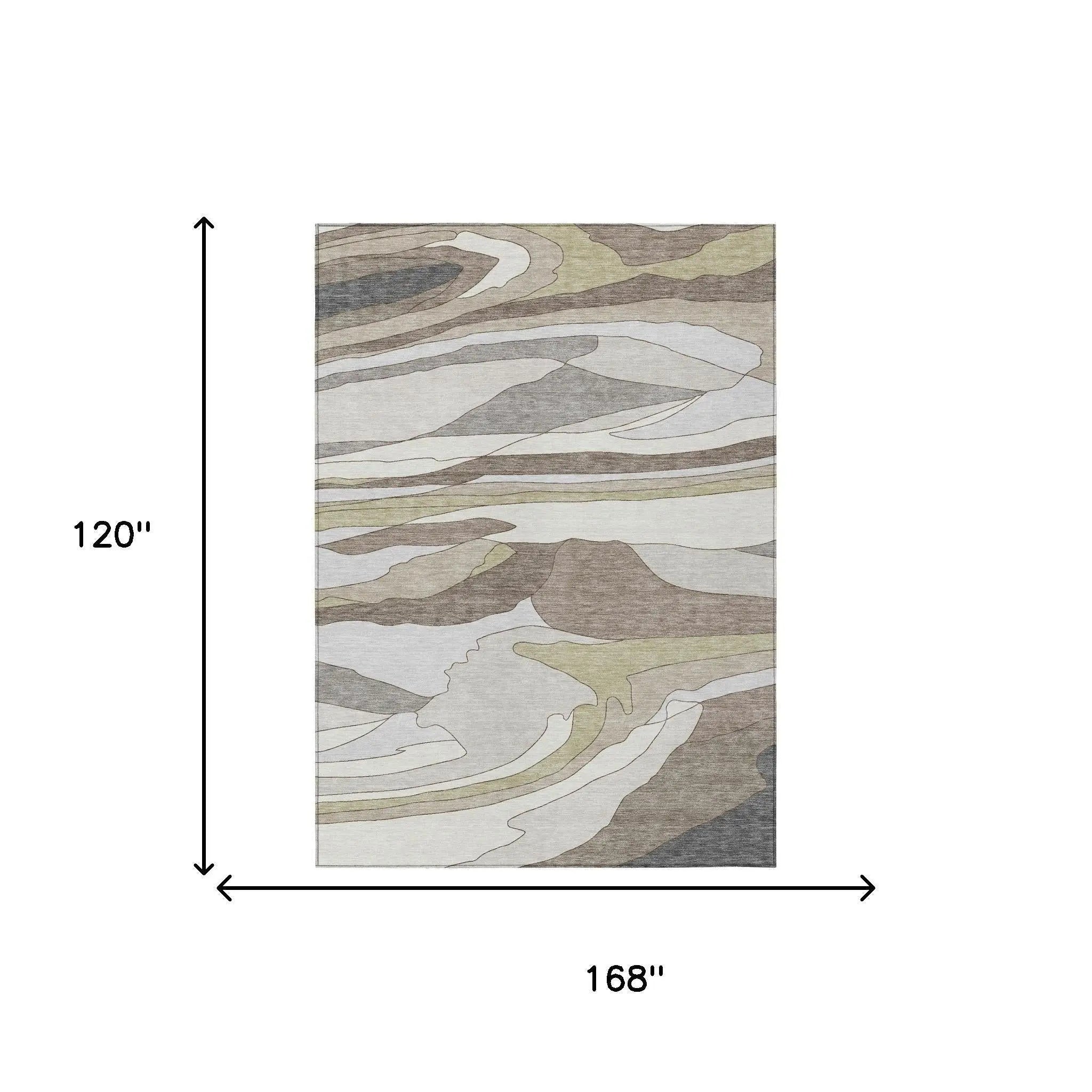 10' X 14' Ivory And Flax Abstract Washable Indoor Outdoor Area Rug Homeroots Outdoor