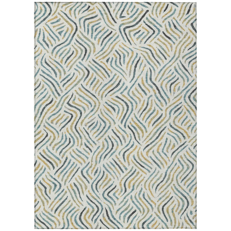 10' X 14' Ivory And Gold Abstract Washable Indoor Outdoor Area Rug Homeroots Outdoor