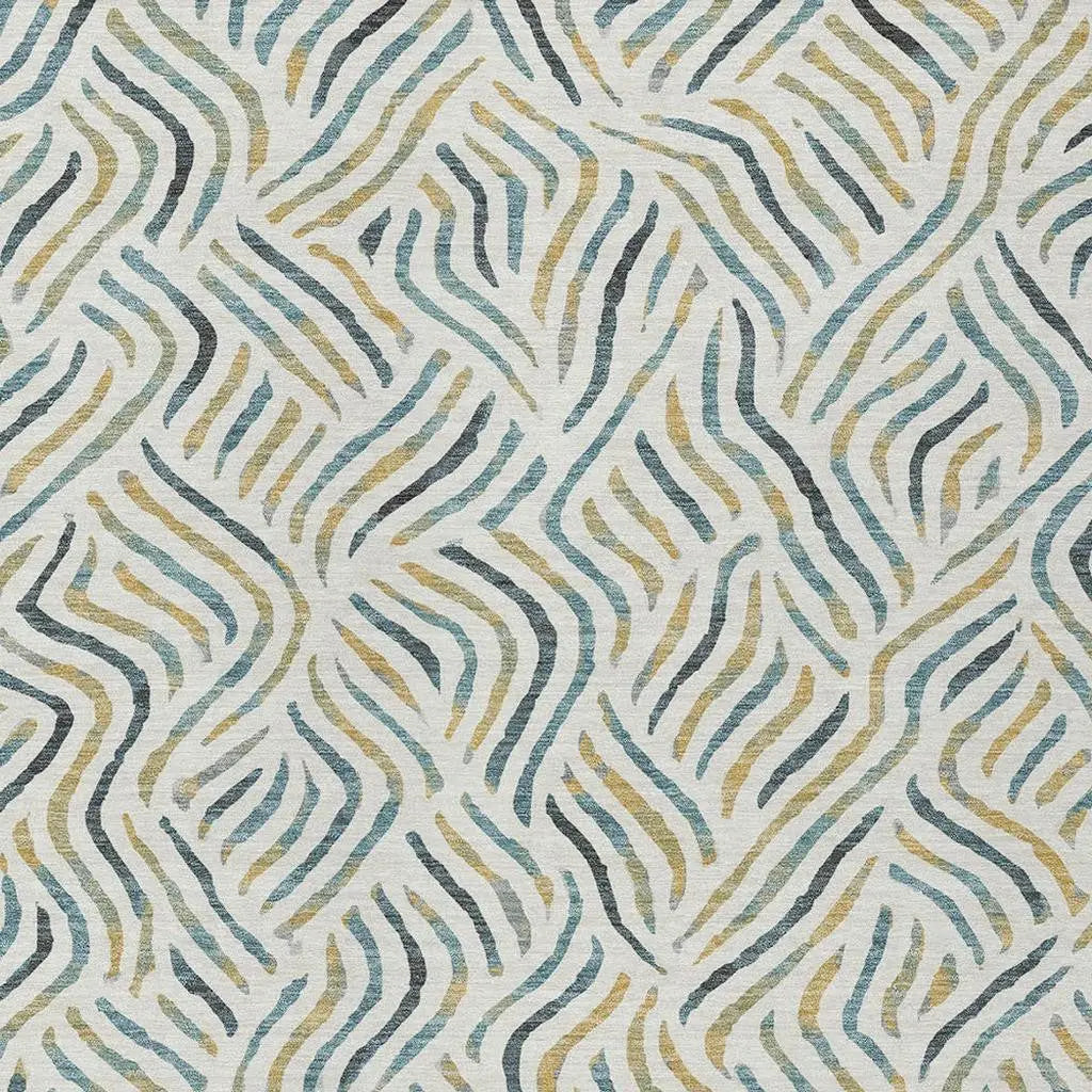10' X 14' Ivory And Gold Abstract Washable Indoor Outdoor Area Rug Homeroots Outdoor