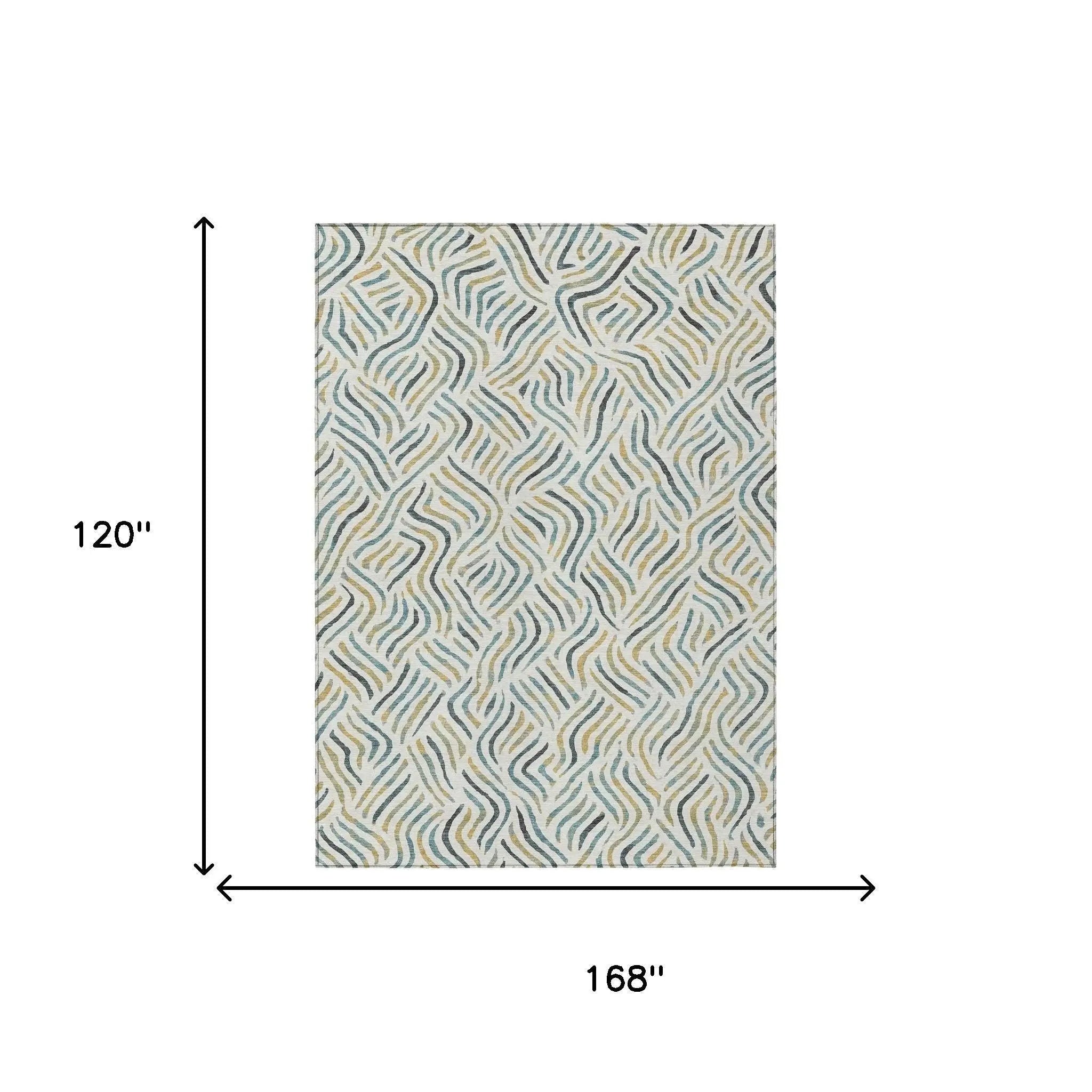 10' X 14' Ivory And Gold Abstract Washable Indoor Outdoor Area Rug Homeroots Outdoor