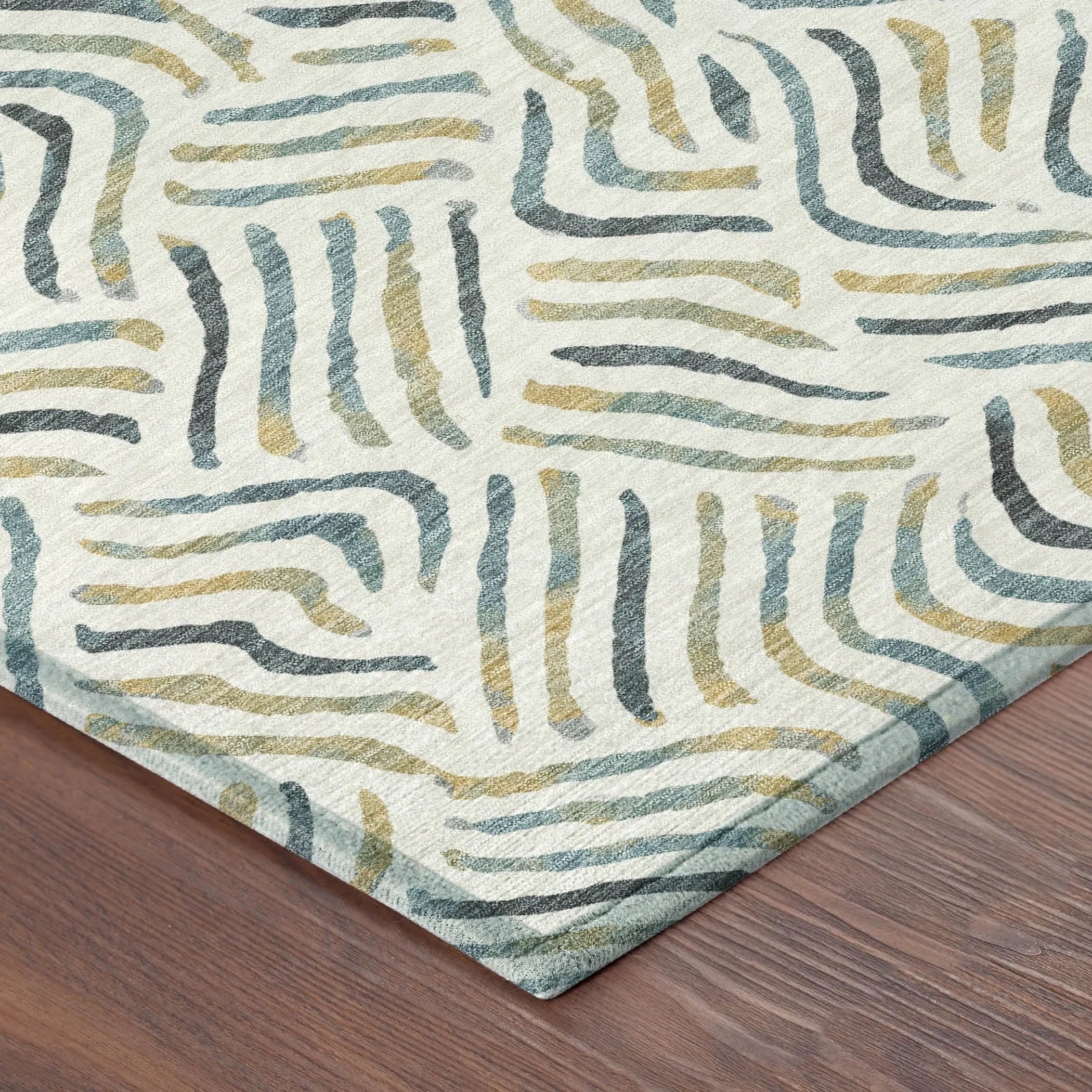10' X 14' Ivory And Gold Abstract Washable Indoor Outdoor Area Rug Homeroots Outdoor