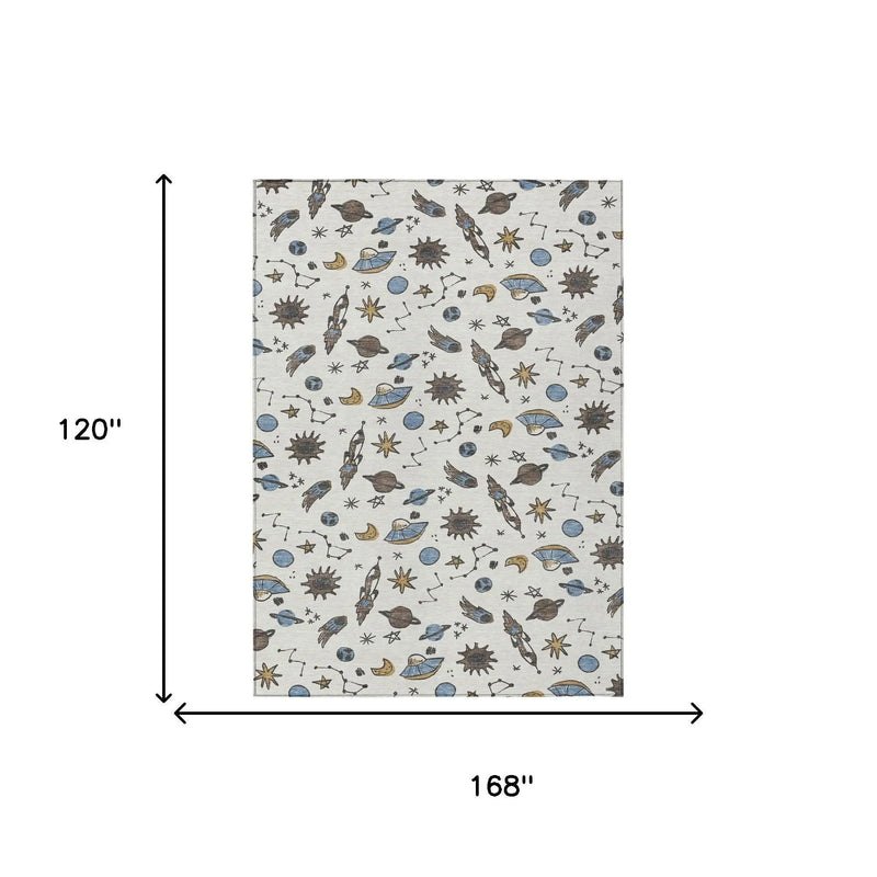 10' X 14' Ivory And Gold Animal Print Washable Indoor Outdoor Area Rug Homeroots Outdoor