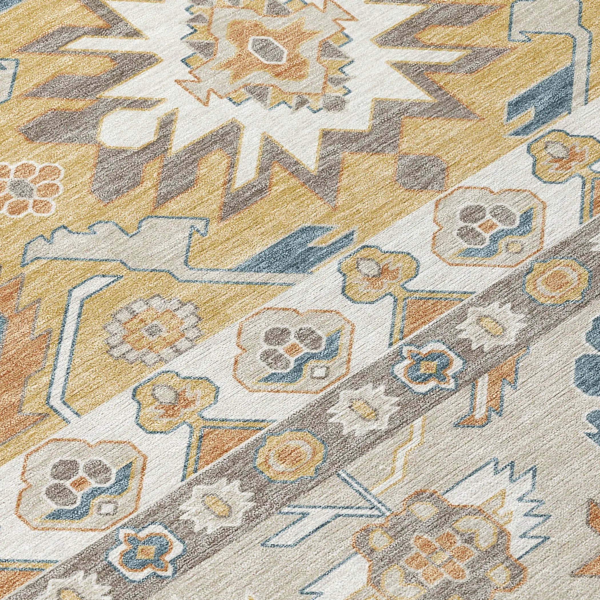 10' X 14' Ivory And Gold Cactus Washable Indoor Outdoor Area Rug Homeroots Outdoor