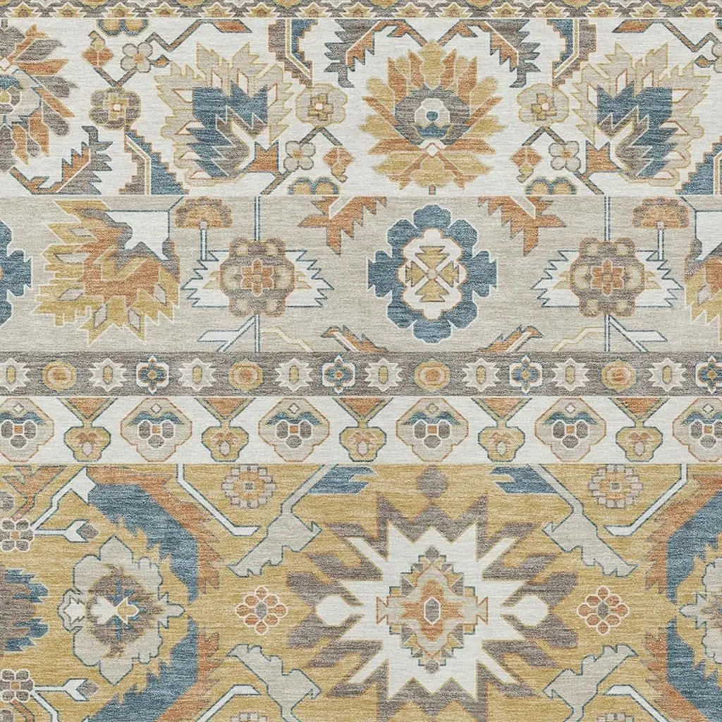 10' X 14' Ivory And Gold Cactus Washable Indoor Outdoor Area Rug Homeroots Outdoor