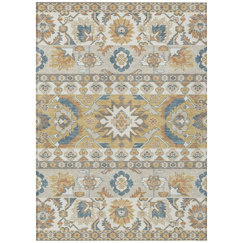 10' X 14' Ivory And Gold Cactus Washable Indoor Outdoor Area Rug Homeroots Outdoor