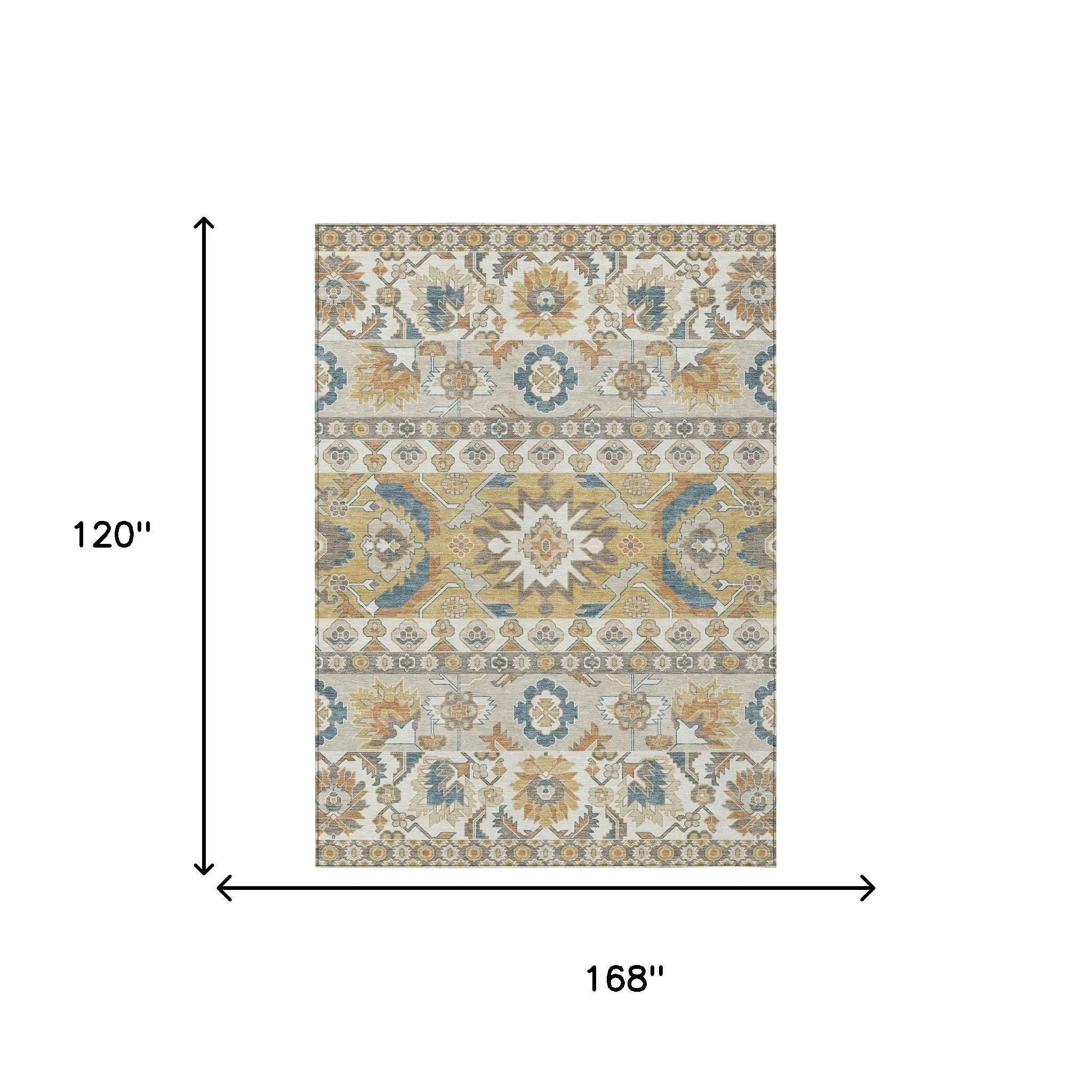 10' X 14' Ivory And Gold Cactus Washable Indoor Outdoor Area Rug Homeroots Outdoor