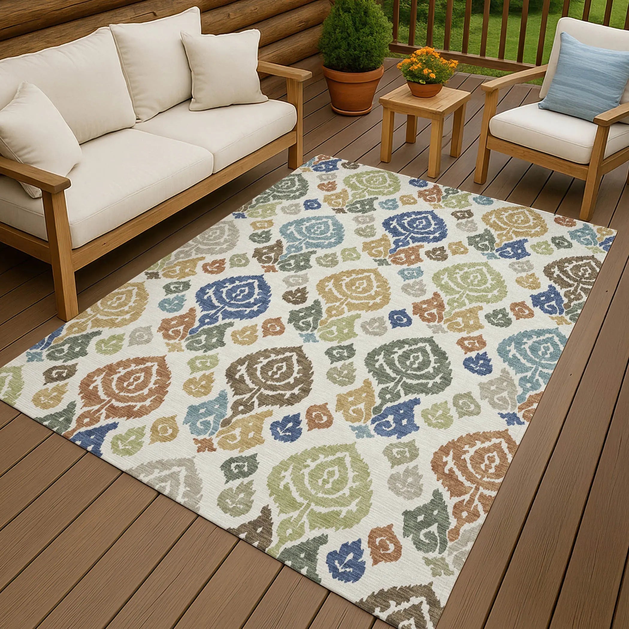 10' X 14' Ivory And Gold Damask Washable Indoor Outdoor Area Rug Homeroots Outdoor