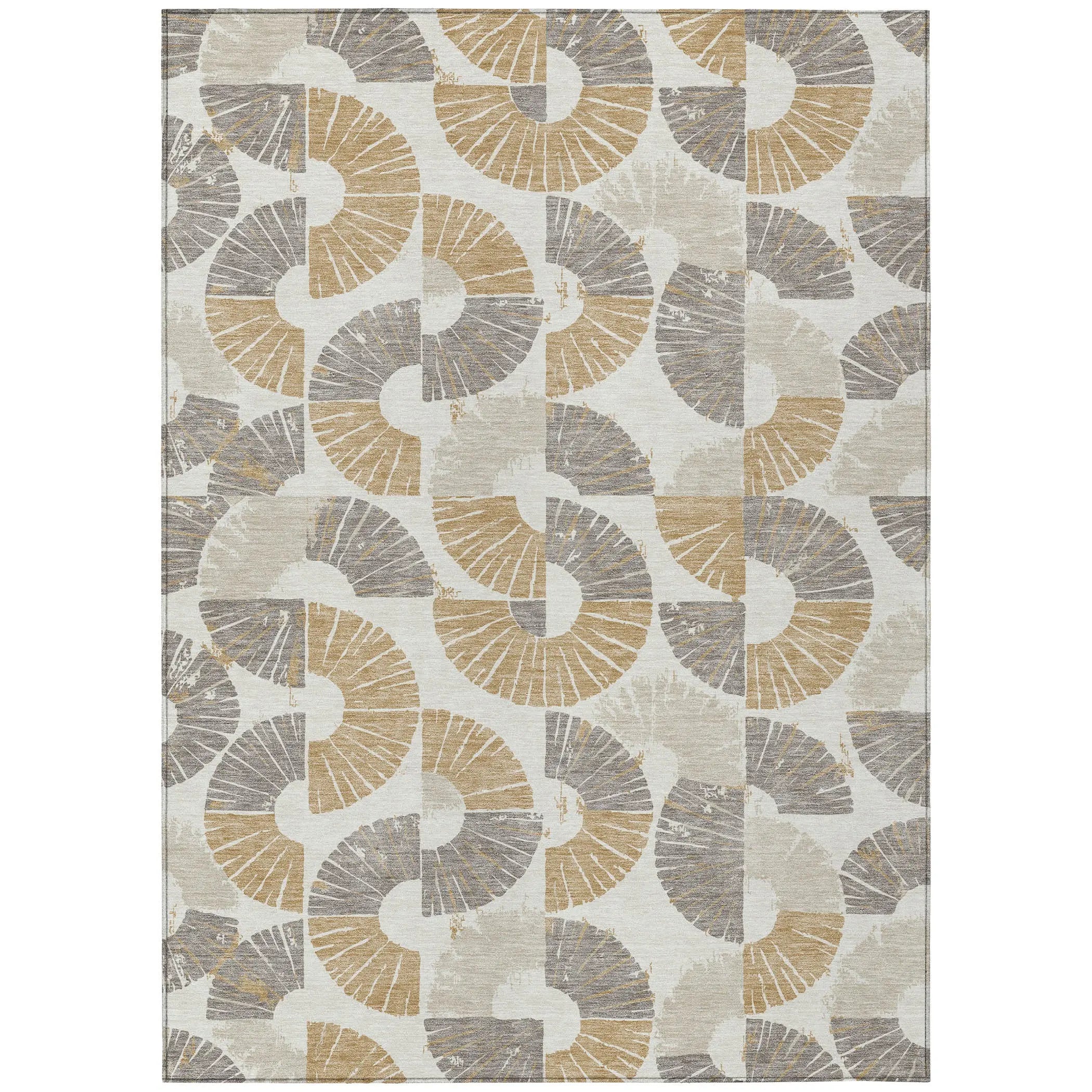 10' X 14' Ivory And Gold Geometric Washable Indoor Outdoor Area Rug Homeroots Outdoor